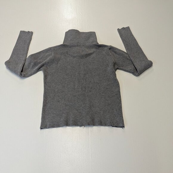 Gray Ribbed Cropped Zippered Front Sweater Size XS* - Picture 5 of 5